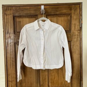 GAP White Button Down Cropped Top
